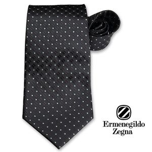 Flawless Ermenegildo Zegna Woven NeckTie 100% Silk Branded Micro Polka Dots